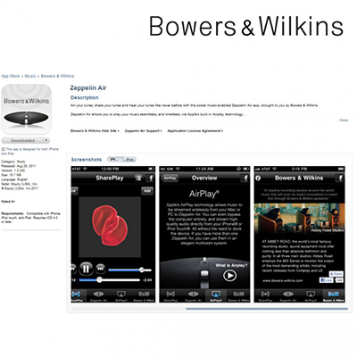 Bowers & Wilkins выпустила приложение для управления Zeppelin AirPlay с iPhone, iPad, или iPod touch